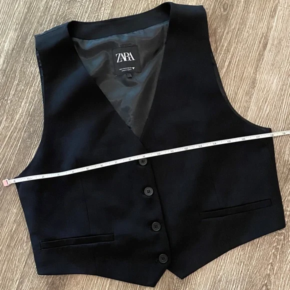 Zara tuxedo vest black button front medium - Picture 4 of 6